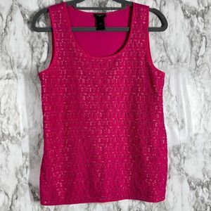 Ann Taylor Pink Sequin Sleeveless Tank Top